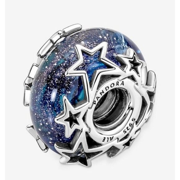 Pandora Murano Galaxy Blue & Star Charm 790015C00 - Picture 4 of 6
